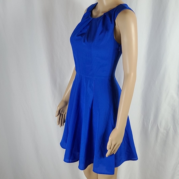 Express | Royal Blue Fit & Flare Mini Dress - Picture 2 of 7